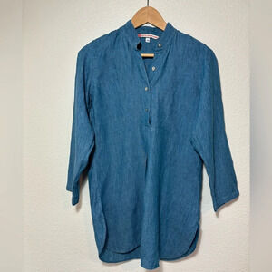 South Street Linen Tunic Size 00 Blue Chambray | coastal | capsule wardrobe